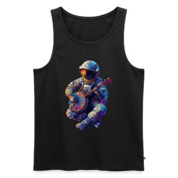 Astronaut Banjo - Men's Premium Organic Tank Top - black - Front - Michal (187cm)