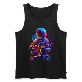 Astronaut Banjo - Men's Premium Organic Tank Top - black - Front - Michal (187cm)