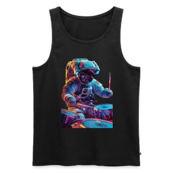 Tambours d’astronaute - Débardeur bio Premium Homme - noir - Devant - AI Model Male 178 light (178cm)