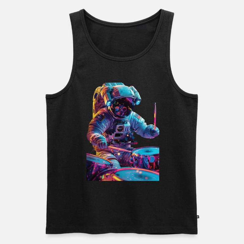 Astronaut Trommeln - Männer Premium Bio Tank Top - Schwarz
