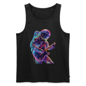 Guitare astronaute - Débardeur bio Premium Homme - noir - Devant - AI Model Male 178 light (178cm)