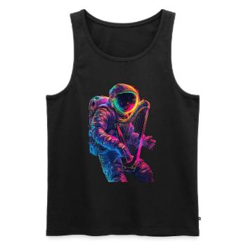 Astronaut Harfe - Männer Premium Bio Tank Top - Schwarz - Vorne - Michal (187cm)