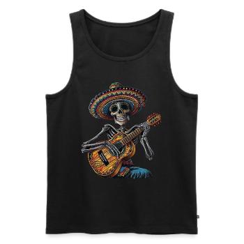 Ukulélé Mexicain Squelette - Débardeur bio Premium Homme - noir - Devant - Michal (187cm)