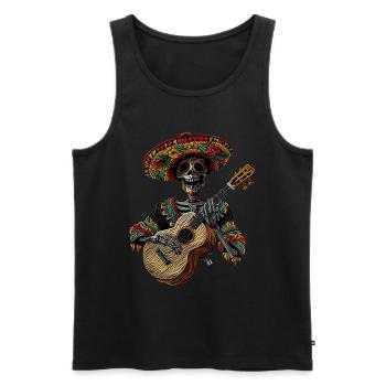 Ukulélé Mexicain Squelette - Débardeur bio Premium Homme - noir - Devant - Michal (187cm)