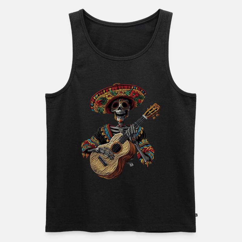 Ukulele Mexikanisches Skelett - Männer Premium Bio Tank Top - Schwarz