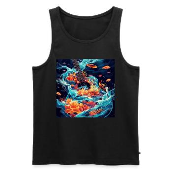 Fisch Gitarre - Männer Premium Bio Tank Top - Schwarz - Vorne - Michal (187cm)