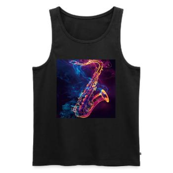 Saxophon - Männer Premium Bio Tank Top - Schwarz - Vorne - Michal (187cm)