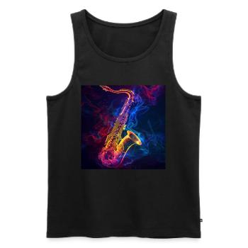 Saxophon - Männer Premium Bio Tank Top - Schwarz - Vorne - Michal (187cm)