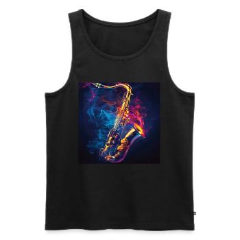 Saxophon - Männer Premium Bio Tank Top - Schwarz - Vorne - Michal (187cm)