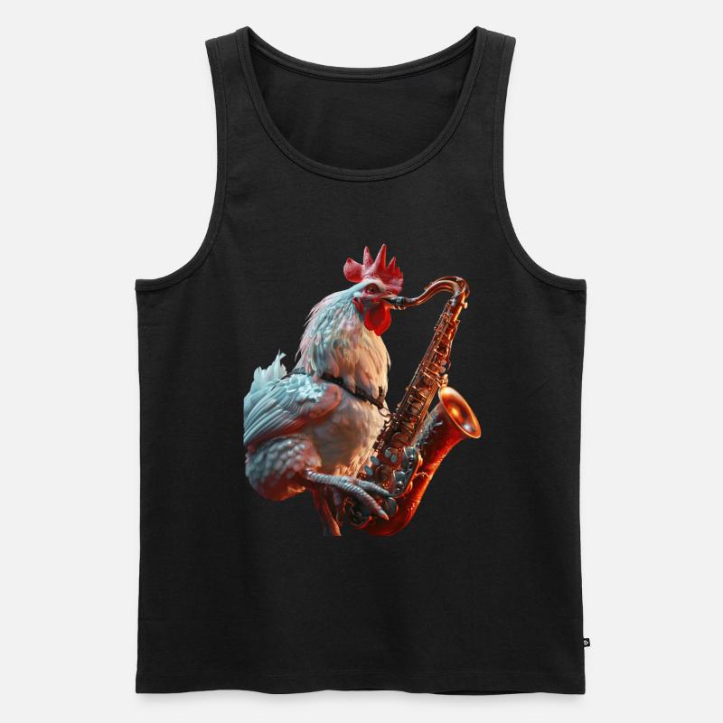 Hahn Saxophon - Männer Premium Bio Tank Top - Schwarz