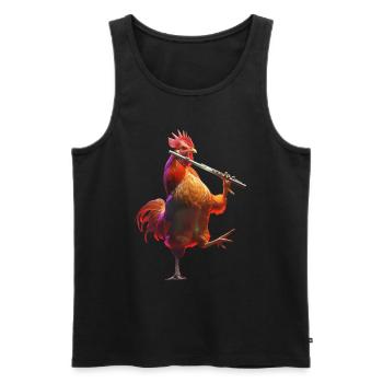 Flûte de coq - Débardeur bio Premium Homme - noir - Devant - AI Model Male 178 light (178cm)