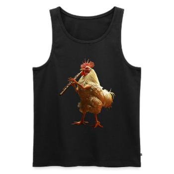 Flûte de coq - Débardeur bio Premium Homme - noir - Devant - AI Model Male 178 light (178cm)