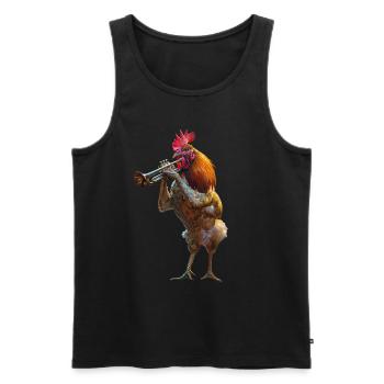 Hahn Trompete - Männer Premium Bio Tank Top - Schwarz - Vorne - AI Model Male 178 light (178cm)