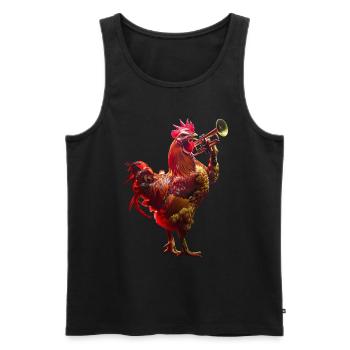 Hahn Trompete - Männer Premium Bio Tank Top - Schwarz - Vorne - AI Model Male 178 light (178cm)