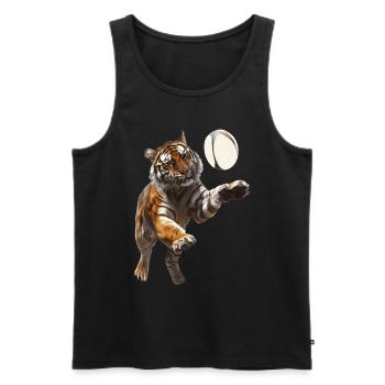 Tiger - Männer Premium Bio Tank Top - Schwarz - Vorne - Michal (187cm)