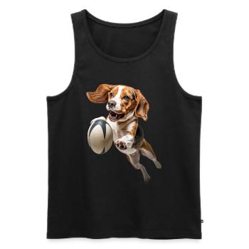 Beagle - Männer Premium Bio Tank Top - Schwarz - Vorne - Michal (187cm)