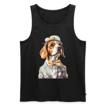 Beagle - Männer Premium Bio Tank Top - Schwarz - Vorne - Michal (187cm)