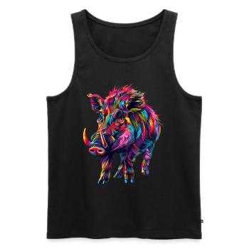 Warzenschwein - Männer Premium Bio Tank Top - Schwarz - Vorne - Michal (187cm)