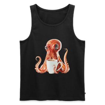 Tintenfisch Kaffee - Männer Premium Bio Tank Top - Schwarz - Vorne - Michal (187cm)