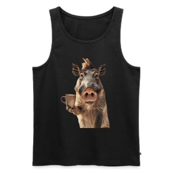Warzenschwein Kaffee - Männer Premium Bio Tank Top - Schwarz - Vorne - Michal (187cm)