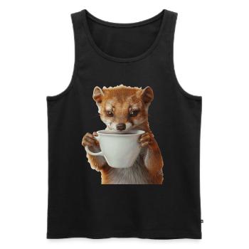 Hermelin Kaffee - Männer Premium Bio Tank Top - Schwarz - Vorne - AI Model Male 178 light (178cm)