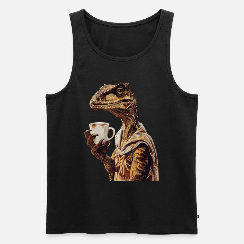 Utahraptor Kaffee - Männer Premium Bio Tank Top - Schwarz