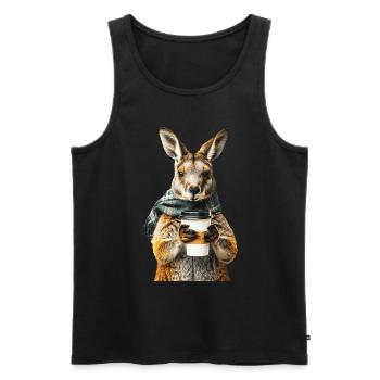 Wallaby Kaffee - Männer Premium Bio Tank Top - Schwarz - Vorne - AI Model Male 178 light (178cm)