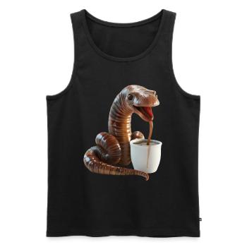 Wurm Kaffee - Männer Premium Bio Tank Top - Schwarz - Vorne - AI Model Male 178 light (178cm)