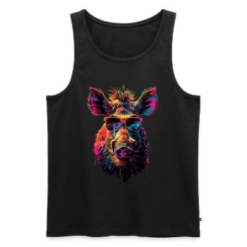 Warzenschwein - Männer Premium Bio Tank Top - Schwarz - Vorne - Michal (187cm)