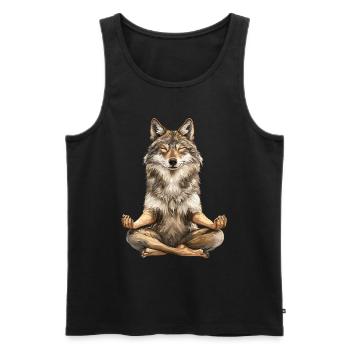 Wolf - Männer Premium Bio Tank Top - Schwarz - Vorne - AI Model Male 178 light (178cm)