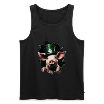 St. Patrick's Day Schwein - Männer Premium Bio Tank Top - Schwarz - Vorne - Michal (187cm)