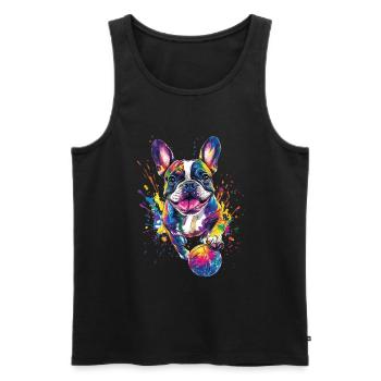 Französische Bulldogge - Männer Premium Bio Tank Top - Schwarz - Vorne - Michal (187cm)