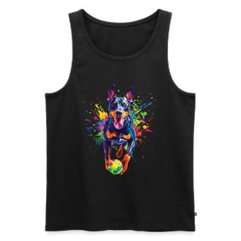 Dobermann - Männer Premium Bio Tank Top - Schwarz - Vorne - Michal (187cm)