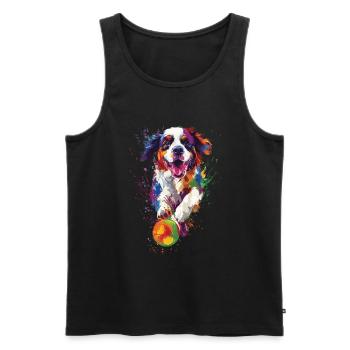 Bernhardiner - Männer Premium Bio Tank Top - Schwarz - Vorne - Michal (187cm)