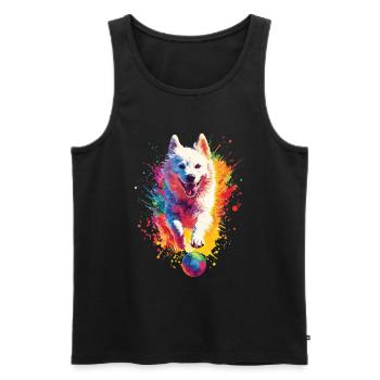 Samojede - Männer Premium Bio Tank Top - Schwarz - Vorne - AI Model Male 178 light (178cm)