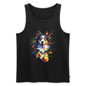 Shetland Sheepdog - Männer Premium Bio Tank Top - Schwarz - Vorne - Michal (187cm)