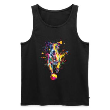 Whippet - Männer Premium Bio Tank Top - Schwarz - Vorne - AI Model Male 178 light (178cm)
