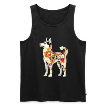 Sibirischer Husky - Männer Premium Bio Tank Top - Schwarz - Vorne - AI Model Male 178 light (178cm)