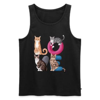 Liebe Katze - Männer Premium Bio Tank Top - Schwarz - Vorne - AI Model Male 178 light (178cm)