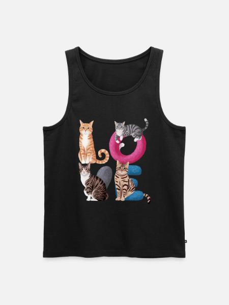 Liebe Katze - Männer Premium Bio Tank Top - Schwarz