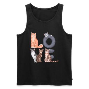 Liebe Katze - Männer Premium Bio Tank Top - Schwarz - Vorne - AI Model Male 178 light (178cm)