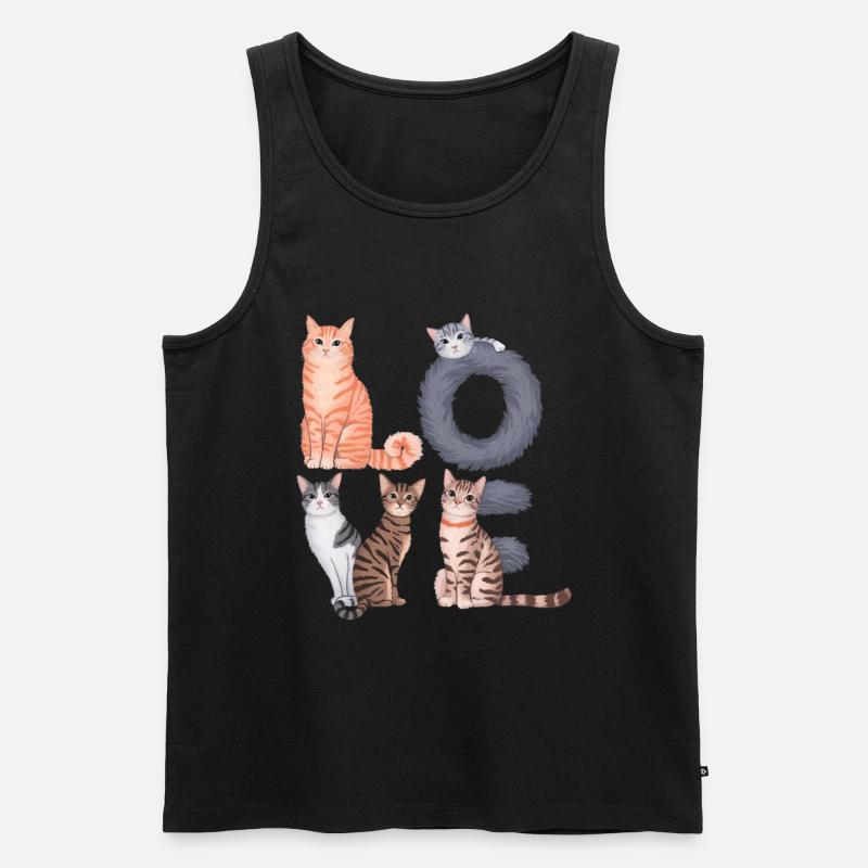 Liebe Katze - Männer Premium Bio Tank Top - Schwarz