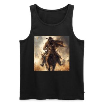 Cowboy - Männer Premium Bio Tank Top - Schwarz - Vorne - AI Model Male 178 light (178cm)