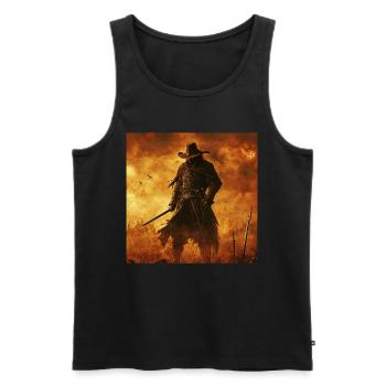 Cowboy - Männer Premium Bio Tank Top - Schwarz - Vorne - AI Model Male 178 light (178cm)