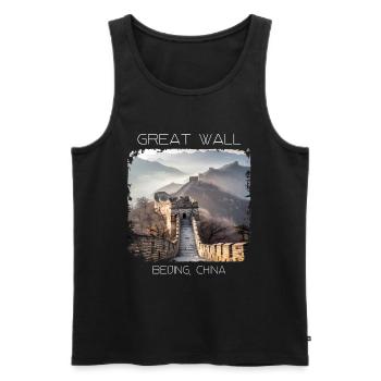 Große Mauer - Männer Premium Bio Tank Top - Schwarz - Vorne - AI Model Male 178 light (178cm)
