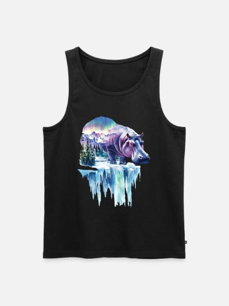Nilpferd - Männer Premium Bio Tank Top - Schwarz