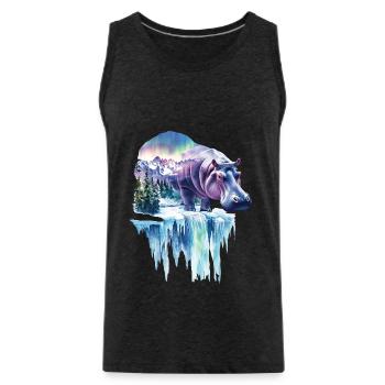 Nilpferd - Männer Premium Bio Tank Top - Anthrazit - Vorne - Alexander (188cm)