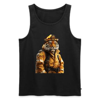 Tiger - Männer Premium Bio Tank Top - Schwarz - Vorne - Michal (187cm)