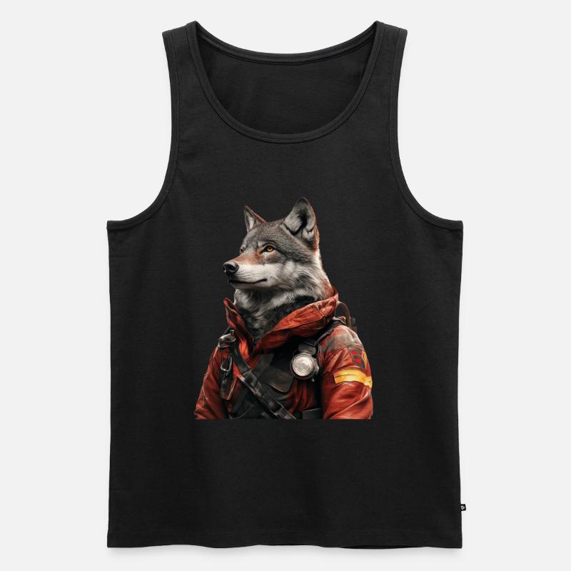 Wolf - Männer Premium Bio Tank Top - Schwarz