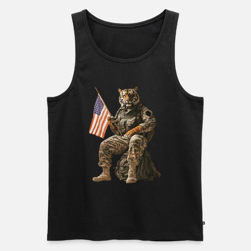Tiger - Männer Premium Bio Tank Top - Schwarz